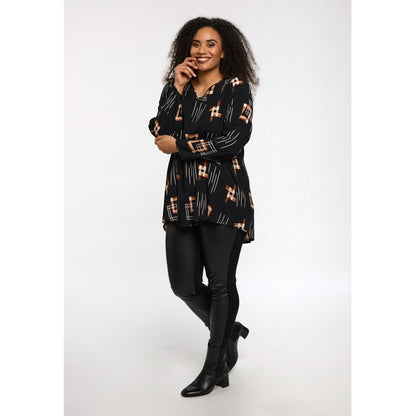 Studio SBerit Blouse Blouse Black with copper and white patterns