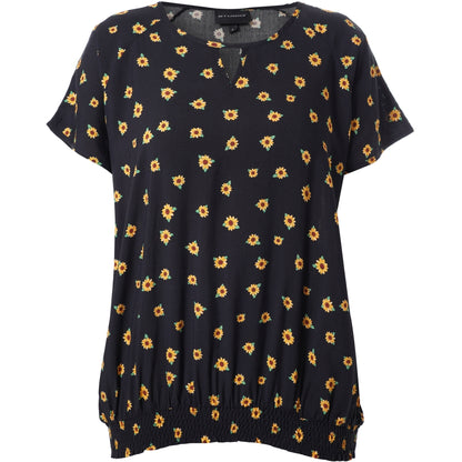 Studio SCamilla Blouse Blouse Black with sunflower