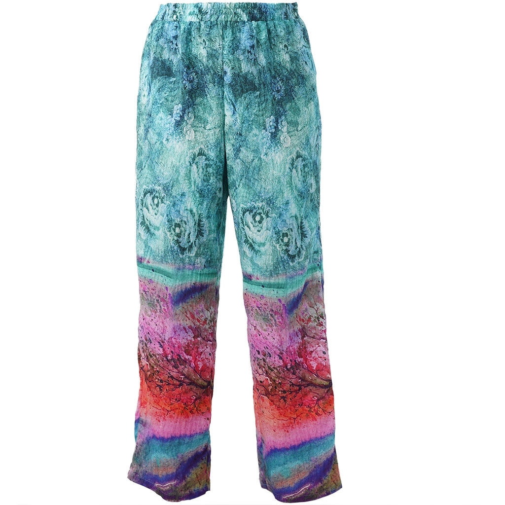 Studio SChristine Trousers WITHOUT elastic in legs Trousers Blue with pink board