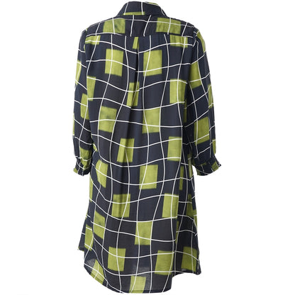 Studio SEmilie Shirt Shirt Black with squares with white lines and green wind