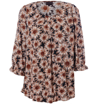 Studio SFarzana Blouse Blouse Black with brown large flowers