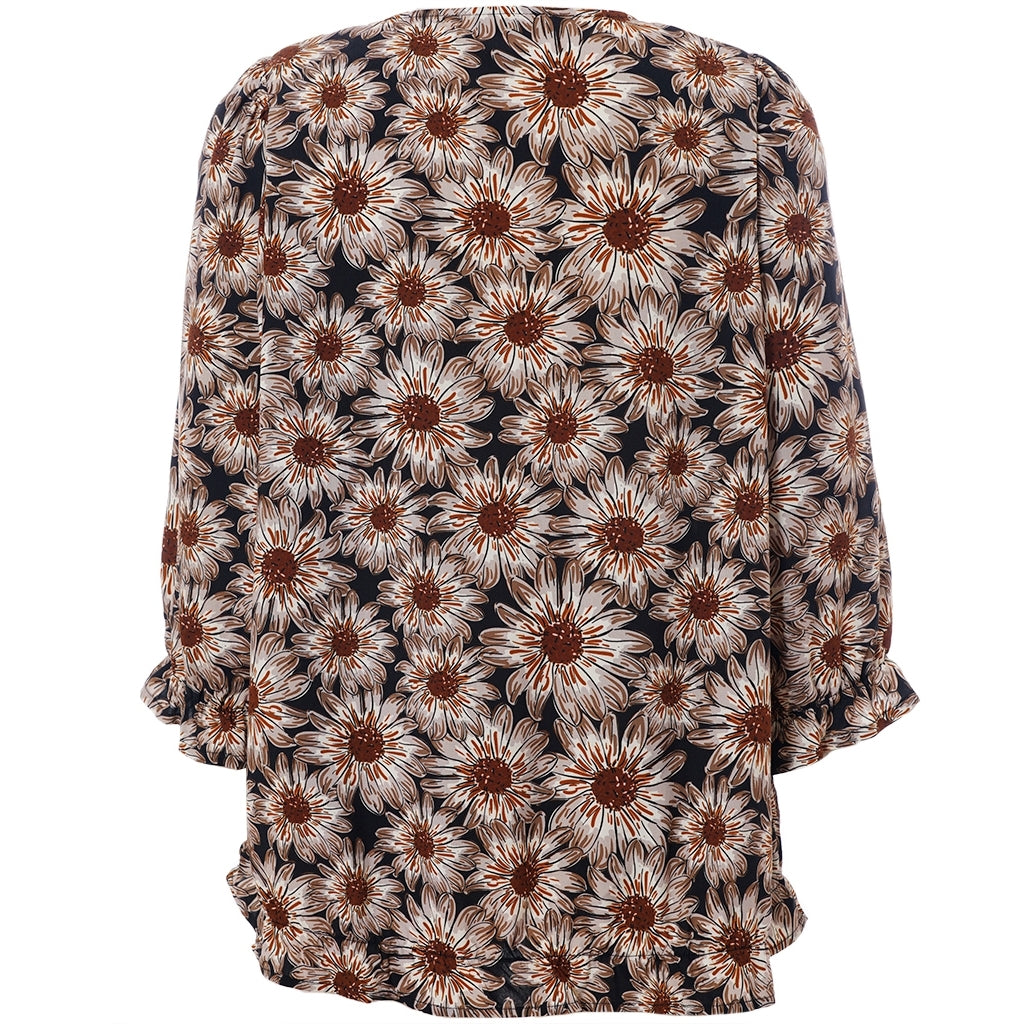 Studio SFarzana Blouse Blouse Black with brown large flowers