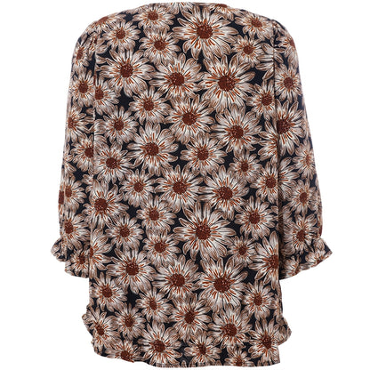 Studio SFarzana Blouse Blouse Black with brown large flowers