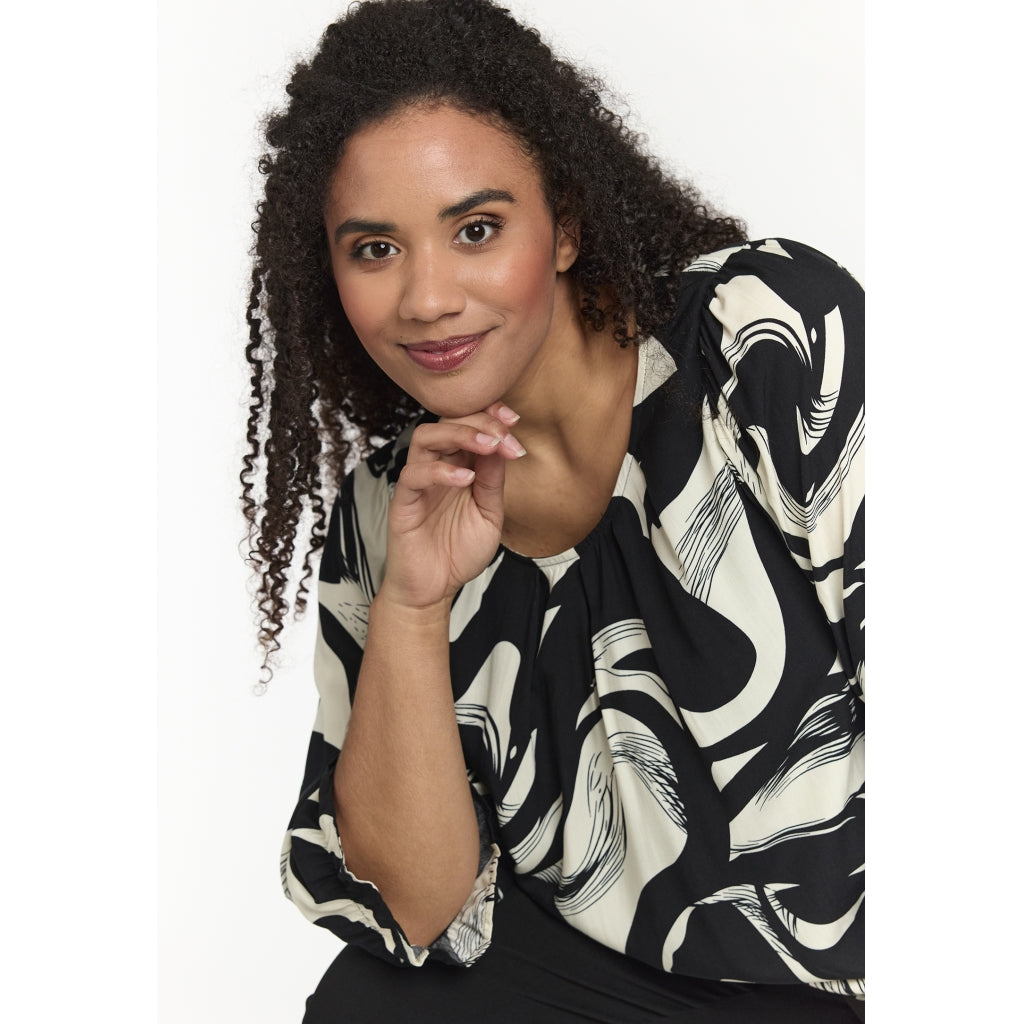 Studio SFarzana Blouse Blouse Black with white design