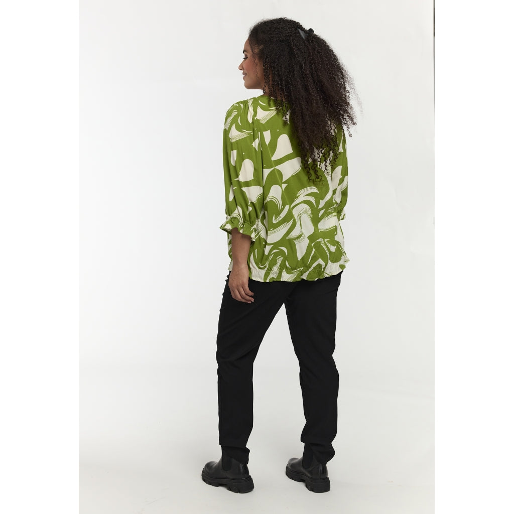 Studio SFarzana Blouse Blouse Bright green with white design