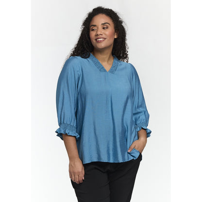 Studio SFeodora Blouse with smock neck Blouse light Blue