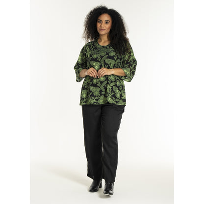 Studio SGulla schiffon blouse Blouse Black with bright green flowers