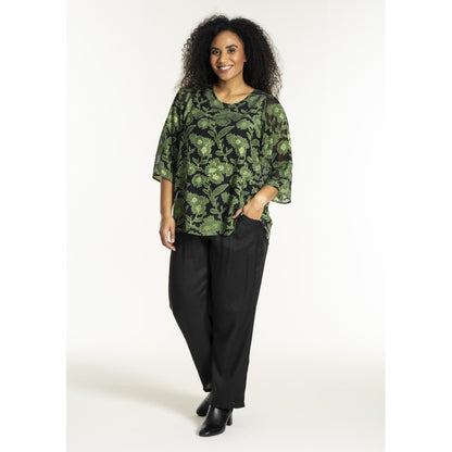 Studio SGulla schiffon blouse Blouse Black with bright green flowers