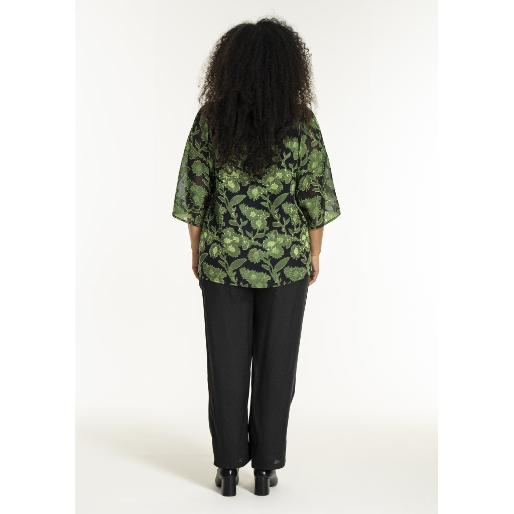 Studio SGulla schiffon blouse Blouse Black with bright green flowers
