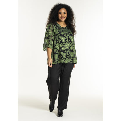 Studio SGulla schiffon blouse Blouse Black with bright green flowers