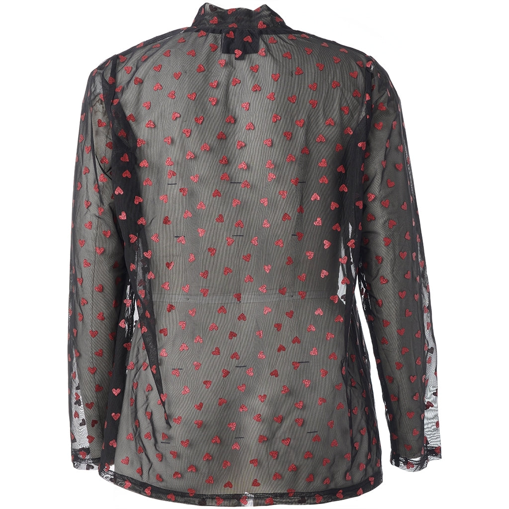 Studio SHelle lace blouse Blouse Black with red hearts