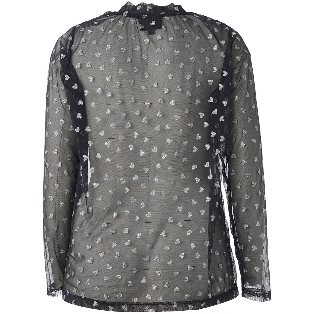 Studio SHelle lace blouse Blouse Black with silver hearts