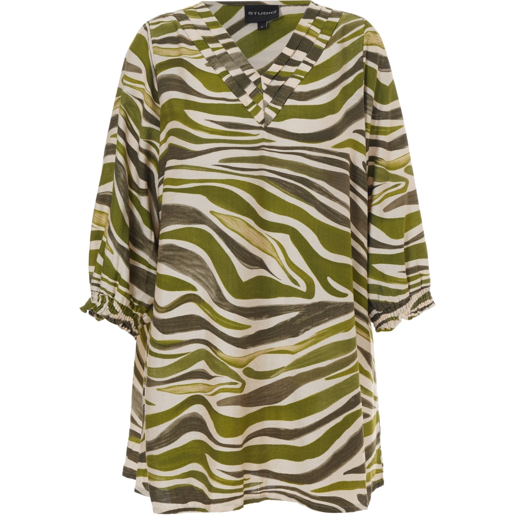Studio SIlsa Tunic Tunic Offwhite with green pattern