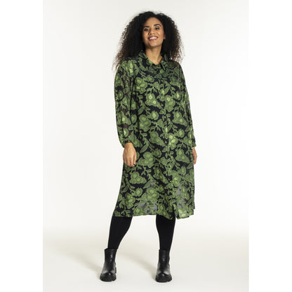 Studio SJuni Chiffon Shirt Shirt Black with bright green flowers