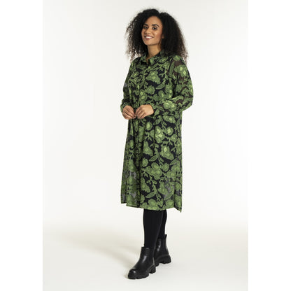 Studio SJuni Chiffon Shirt Shirt Black with bright green flowers