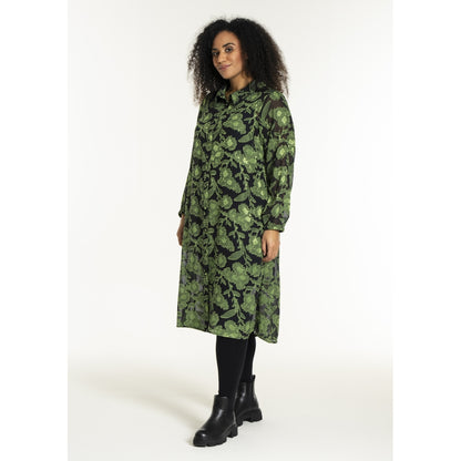 Studio SJuni Chiffon Shirt Shirt Black with bright green flowers