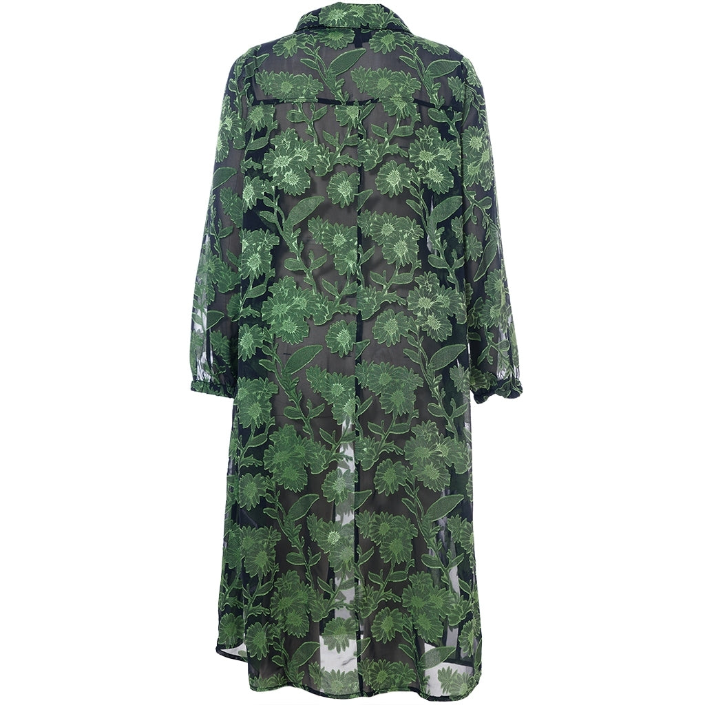 Studio SJuni Chiffon Shirt Shirt Black with bright green flowers