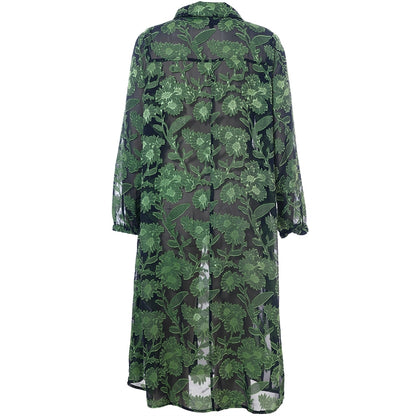 Studio SJuni Chiffon Shirt Shirt Black with bright green flowers