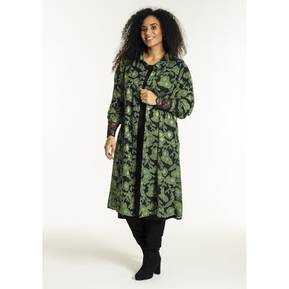 Studio SJuni Chiffon Shirt Shirt Black with bright green flowers