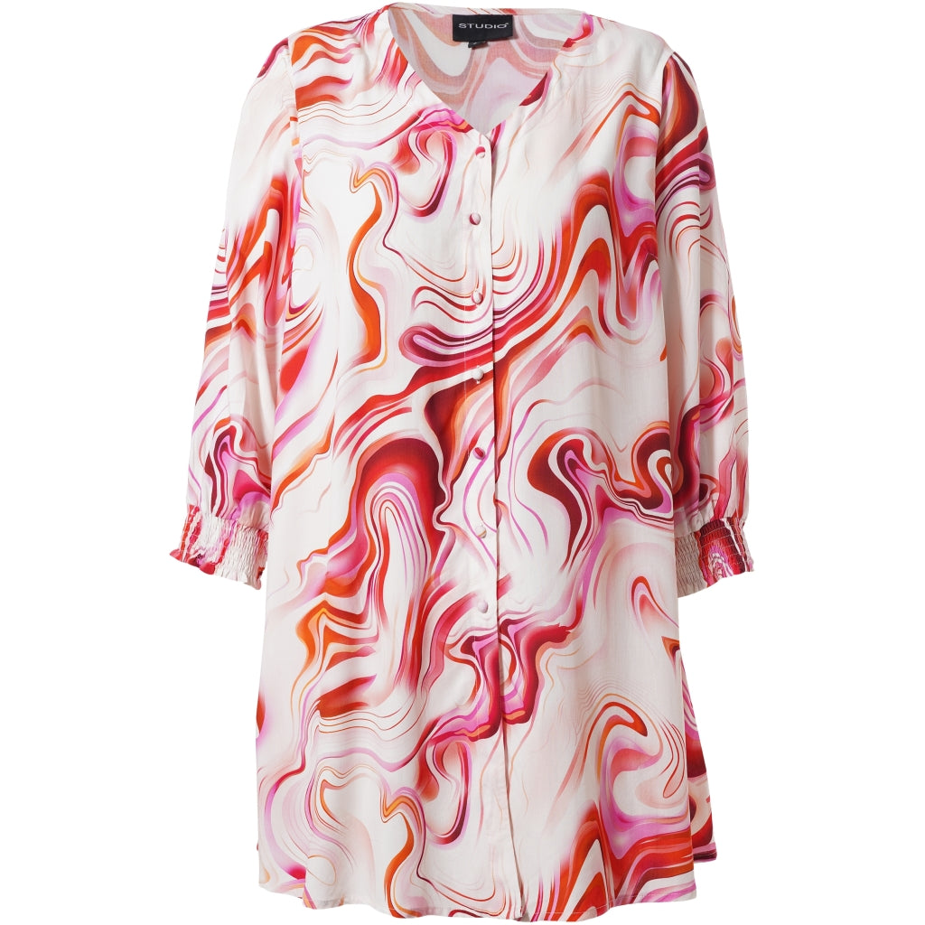 Studio SKinna Shirt Shirt White with orange pink abstract patterns