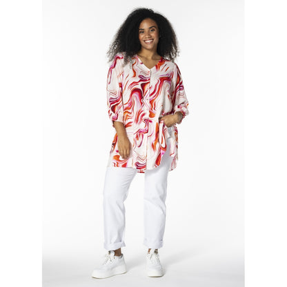 Studio SKinna Shirt Shirt White with orange pink abstract patterns