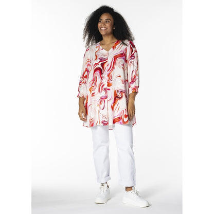 Studio SKinna Shirt Shirt White with orange pink abstract patterns