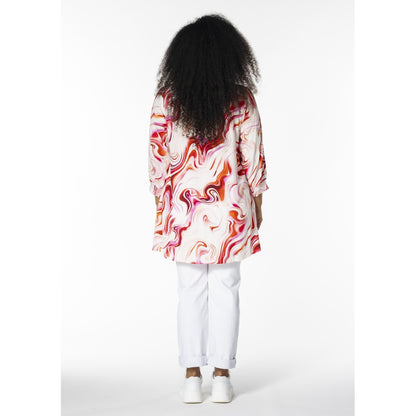 Studio SKinna Shirt Shirt White with orange pink abstract patterns