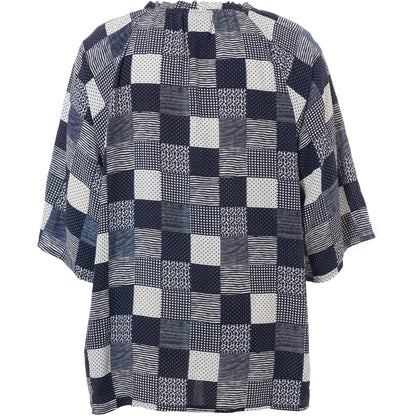 Studio SLeni Blouse Blouse Navy-white checks with print