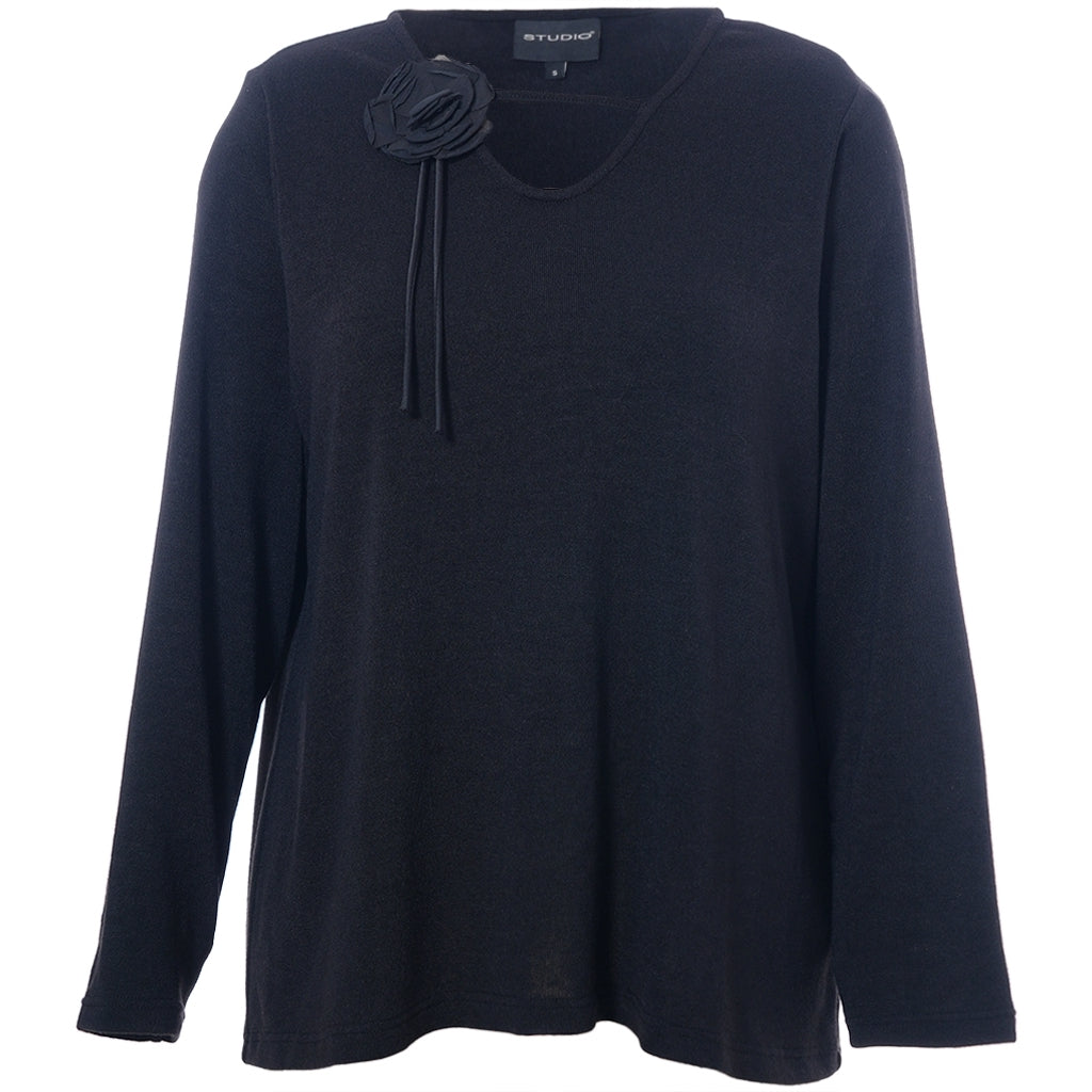 Studio SNalika knit blouse with rose Blouse Black