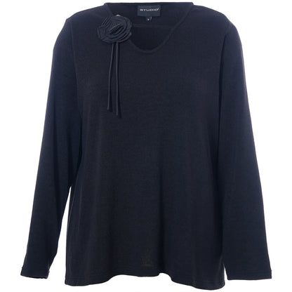 Studio SNalika knit blouse with rose Blouse Black
