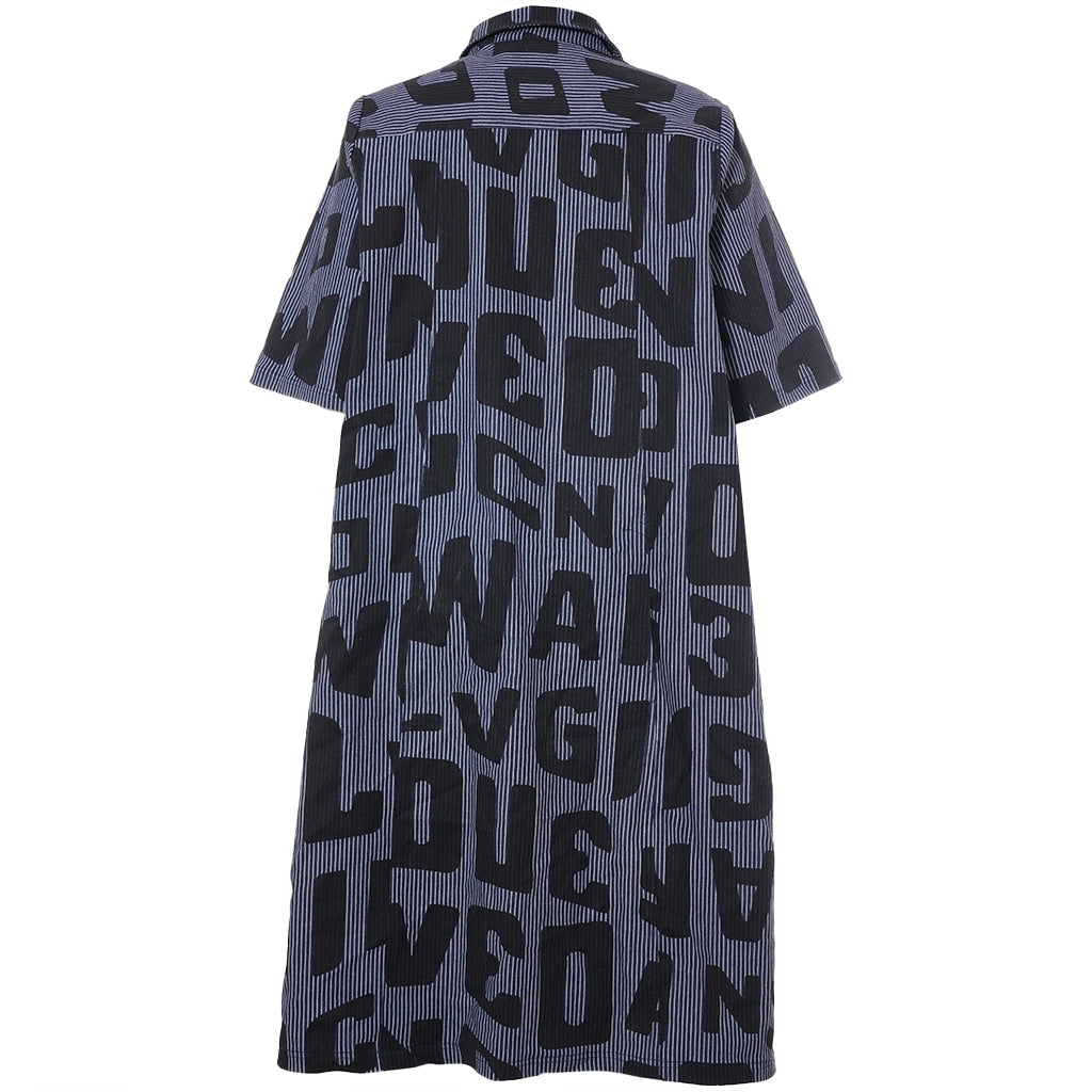 Studio SNalina Denim Dress Dress Blue white striped denim with print