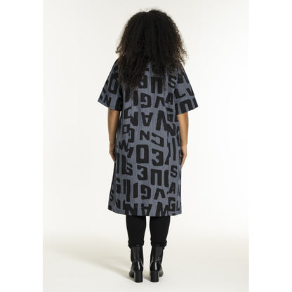 Studio SNalina Denim Dress Dress Blue white striped denim with print