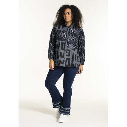 Studio SNorine mix denim shirt Shirt Blue white striped denim with print