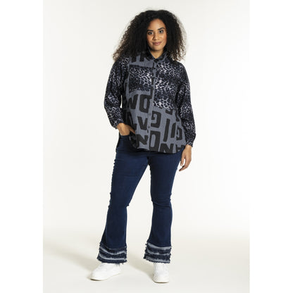 Studio SNorine mix denim shirt Shirt Blue white striped denim with print