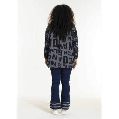 Studio SNorine mix denim shirt Shirt Blue white striped denim with print