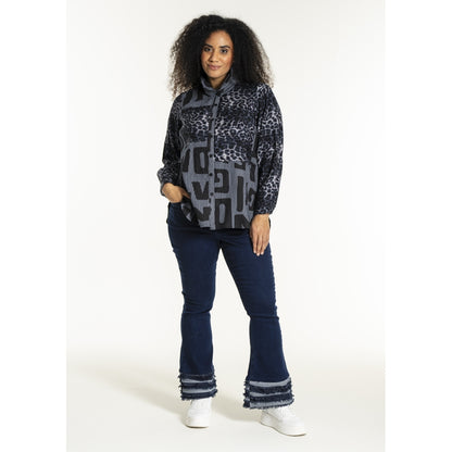 Studio SNorine mix denim shirt Shirt Blue white striped denim with print